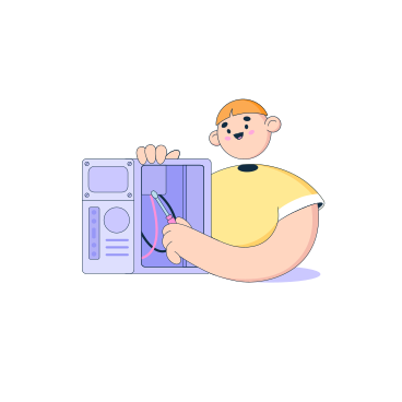 Man repairs the system unit PNG, SVG