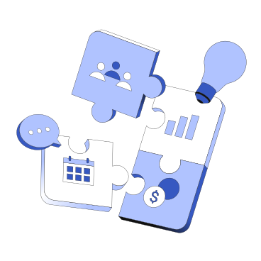 Project management, teamwork and integration animated illustration in GIF, Lottie (JSON), AE