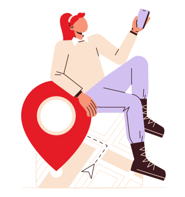 Woman using gps navigation on phone PNG, SVG