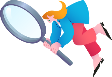woman with huge magnifying glass PNG, SVG