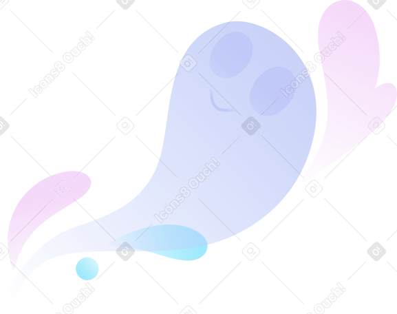 composizione decorativa con fantasmi e gocce in colori pastello PNG, SVG