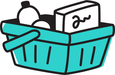 Shopping cart with groceries PNG, SVG