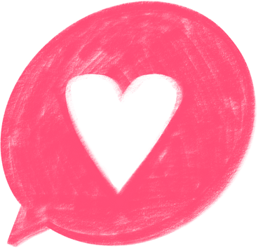 pink speech bubble with heart PNG, SVG