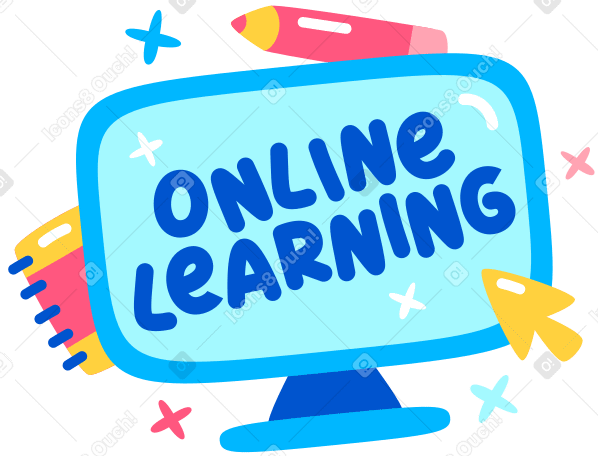 lettering online learning with writing instruments and stars text PNG, SVG