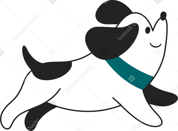 dog with green collar Illustration in PNG, SVG