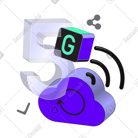 5g无线蜂窝技术和云存储 PNG, SVG