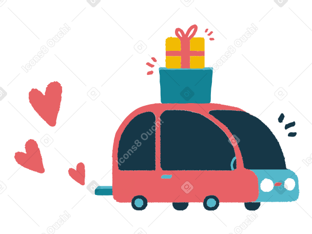 A car carrying valentine's day presents PNG, SVG