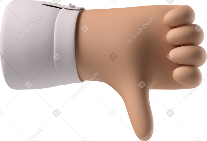 3D Tanned skin hand showing thumbs down PNG, SVG