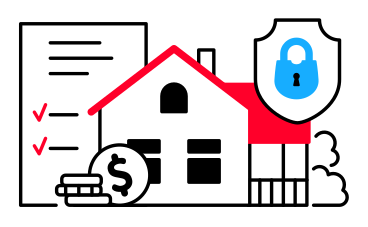 Real estate insurance animated illustration in GIF, Lottie (JSON), AE