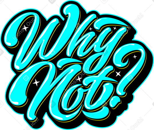 lettering why not with shadow and stars text PNG, SVG
