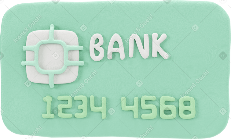 3D Close-up of a green bank card PNG, SVG