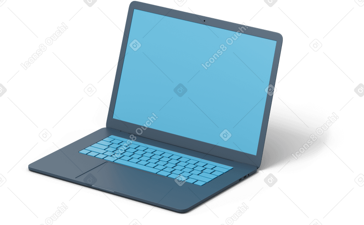 3D Open dark grey laptop Illustration in PNG, SVG