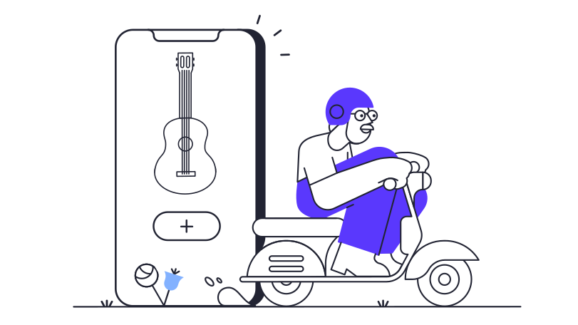 Musical instruments app delivery Illustration in PNG, SVG