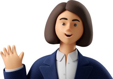 close up of businesswoman in blue suit waving hello PNG, SVG