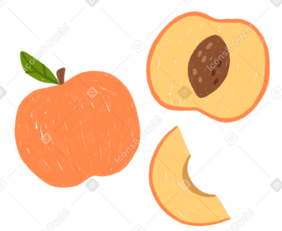 桃子、半个桃子和一片桃子 PNG, SVG