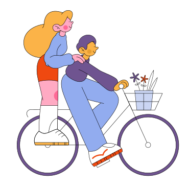 Man and woman riding a bike PNG, SVG