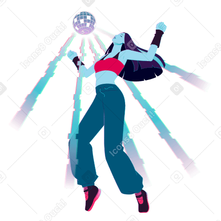 Junge frau tanzt in einer virtuellen disco PNG, SVG