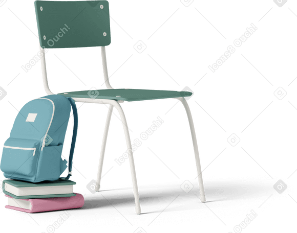 3D school chair and backpack в PNG, SVG
