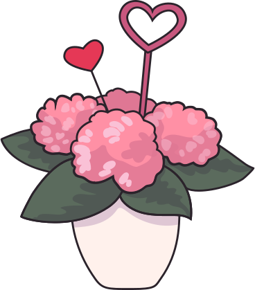 flowers in a vase with hearts PNG, SVG