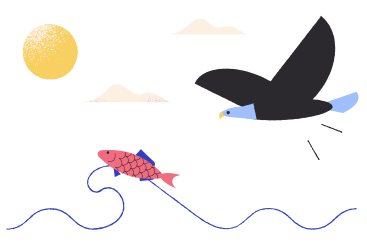 Eagle hunting a fish PNG, SVG