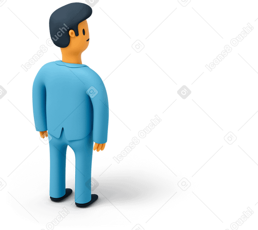 3D Back view of standing businessman looking right Illustration in PNG, SVG