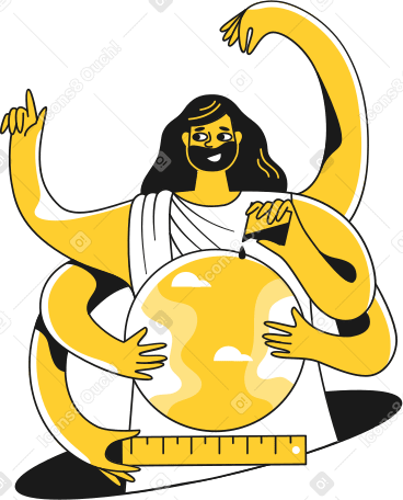 six arm god with planet Illustration in PNG, SVG