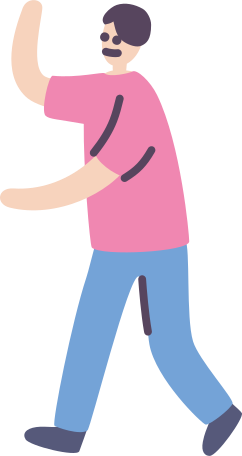 dancing man in pink t-shirt Illustration in PNG, SVG