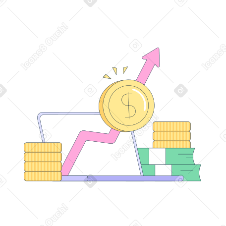 Illustration animée Graphique linéaire de croissance financière aux formats GIF, Lottie (JSON) et AE