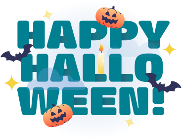 Schriftzug „happy halloween“ mit kürbissen und fledermäusen PNG, SVG