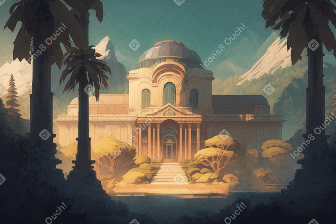 Big palace on the nature background PNG, SVG