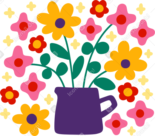 flower bouquet in a vase text PNG, SVG