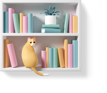 Cat sitting on bookshelf PNG, SVG