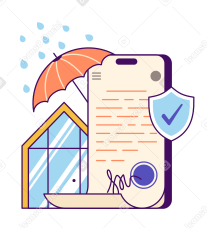 Online insurance services with electronic signature animated illustration in GIF, Lottie (JSON), AE