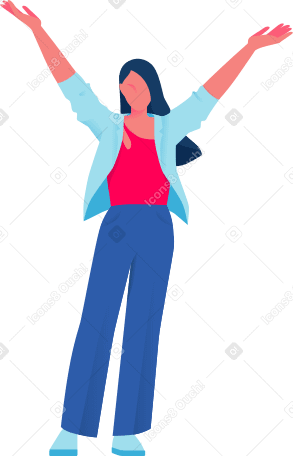 donna felice con le mani in aria PNG, SVG