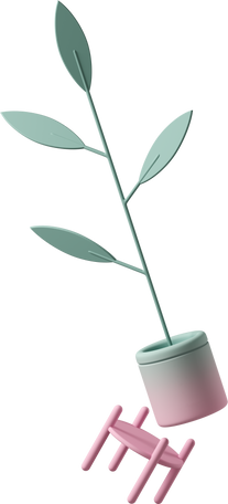 tall pot plant falling off pink stand Illustration in PNG, SVG