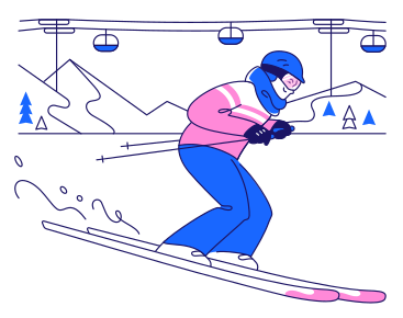 Skier rides down the mountain PNG, SVG