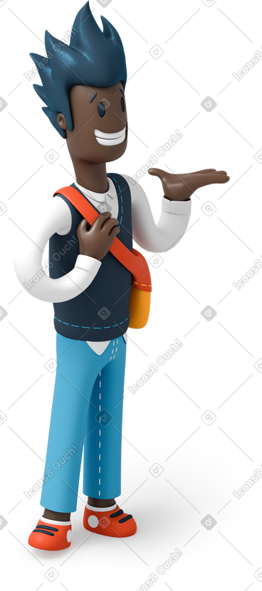 蓝头发的男人举起手 PNG, SVG