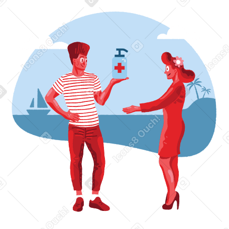Romance on the beach during pandemic Illustration in PNG, SVG