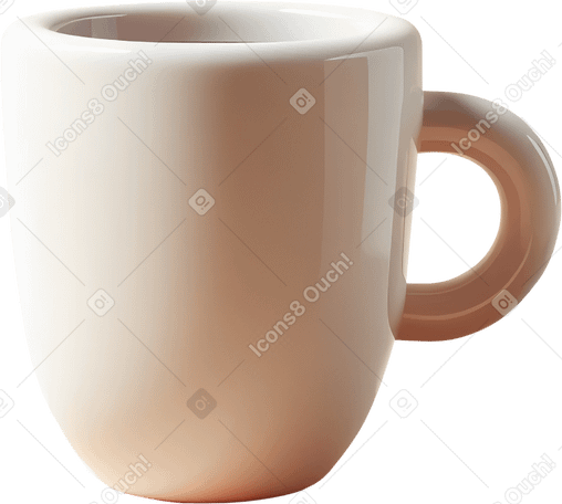 3D white coffee cup PNG, SVG