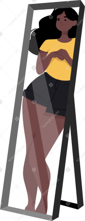 reflection of a sad girl in the mirror Illustration in PNG, SVG