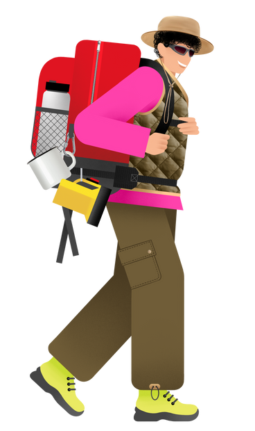 Young male traveler with backpack PNG, SVG