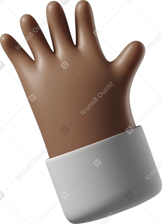 3D Dark brown skin hand waving hi Illustration in PNG, SVG