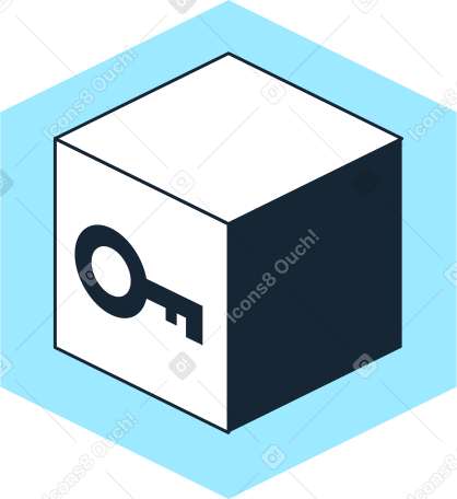 cube with key icon PNG, SVG