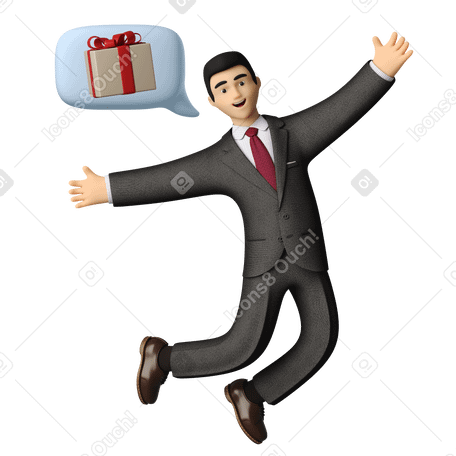 3D Businessman excited about holiday season Illustration in PNG, SVG