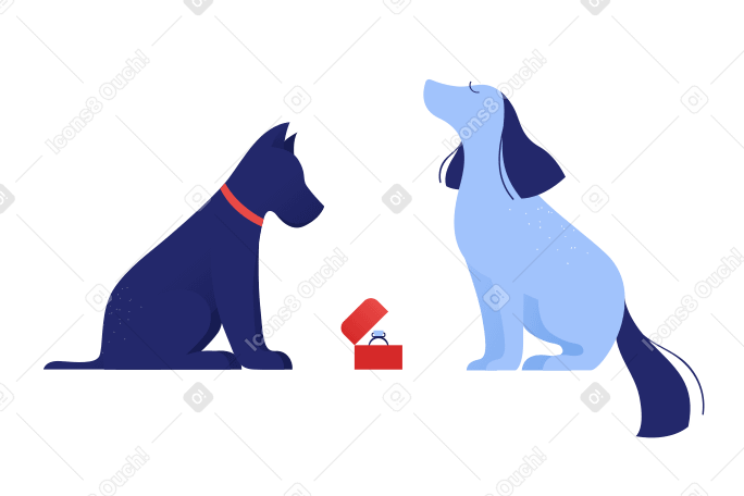 Dog rejected another dog's proposal Illustration in PNG, SVG