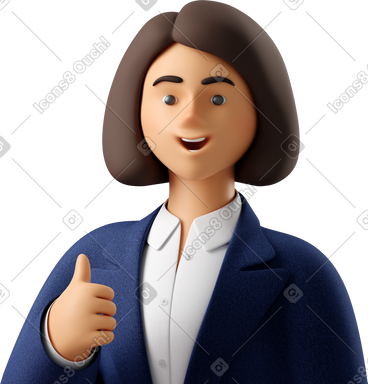 Close up of businesswoman in blue suit showing thumbs up PNG, SVG