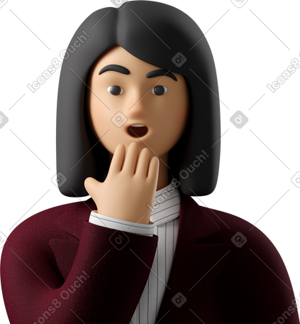 3D close up of astonished businesswoman in red suit PNG, SVG