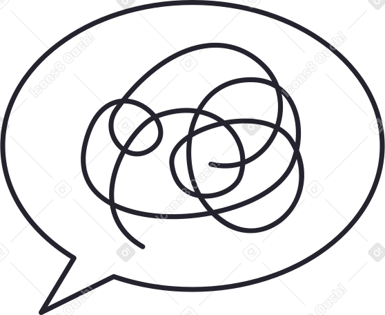 speech bubble with tangled thoughts Illustration in PNG, SVG