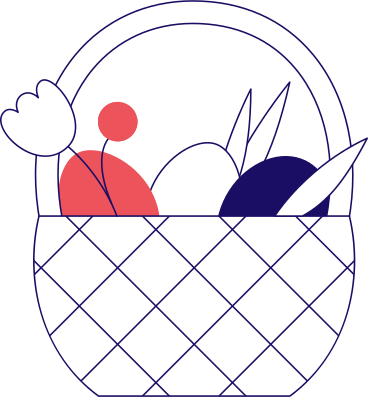 イースターエッグと花の入ったバスケット PNG、SVG