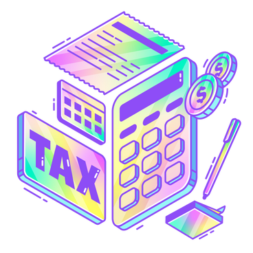Impuesto de letras con monedas, calendario y texto de calculadora  PNG, SVG